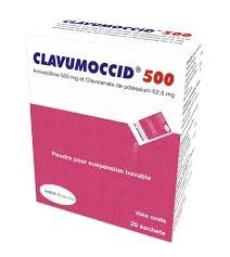 AMOXICILLINE  + ACIDE CLAVULANIQUE 500/62.5 mg pdre susp . buv. sach.