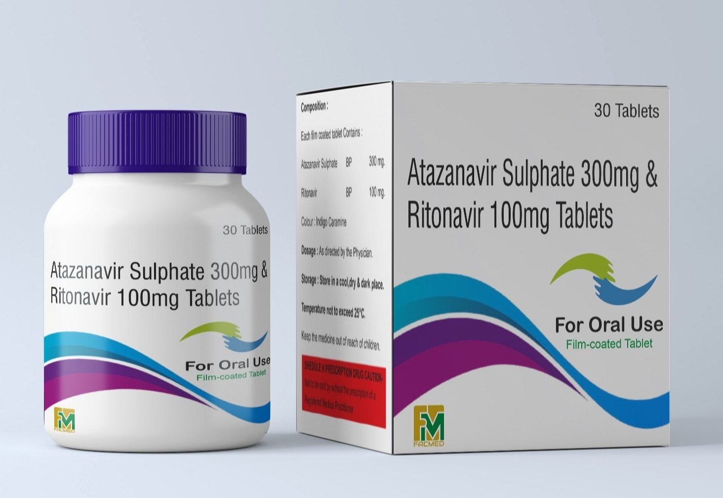 ATAZANAVIR / RITONAVIR 300 mg / 100 mg comp. bte/30